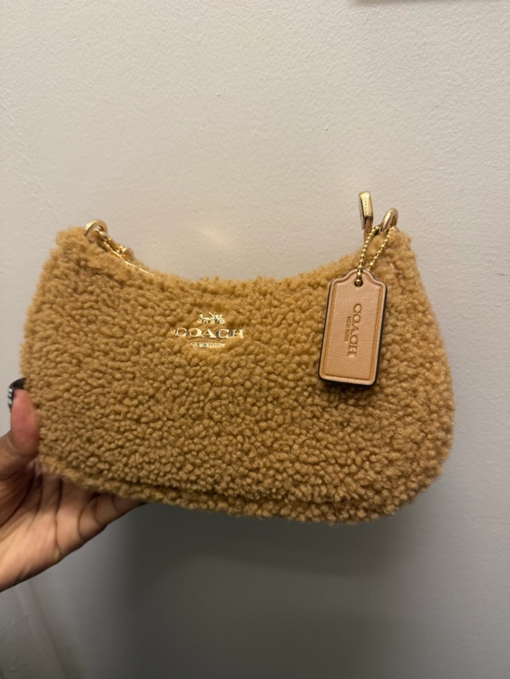 Coach Sherpa Shoulder Bag in Tan-Gold - Picture 2 of 5